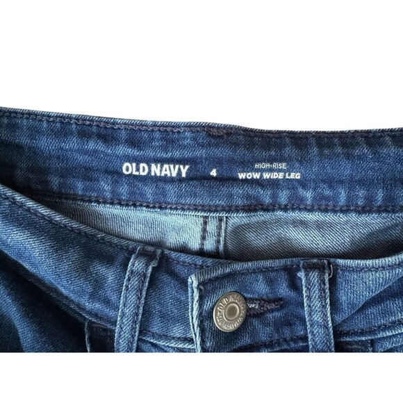 Old Navy High Rise Wow Wide Leg Jeans Women’s Size 4 Medium Wash Stretch - Picture 4 of 14